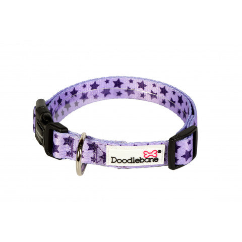 DOODLEBONE Pattern Collar, Violet Stars, 1-2